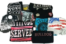 1X 10 Lot hogwarts ATTITUDE bulldog flag lips fun t shirt tops