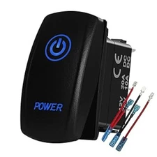 Blue Led Power Rocker Switch with Jumper Wires 5P On Off SPT Toggle Switch fo