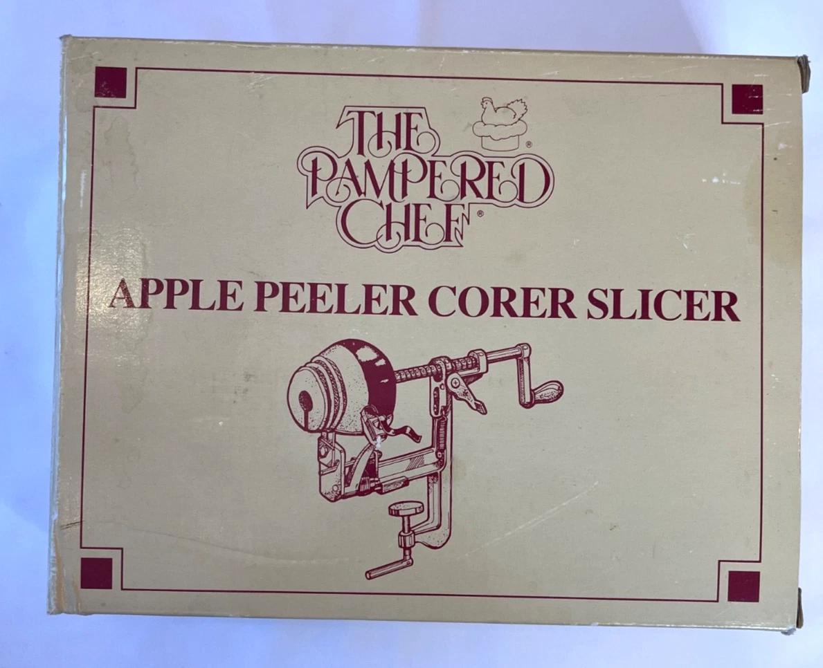 Pampered Chef Apple Peeler Corer Slicer Clamp Countertop Style Metal Box Manual