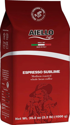 Aiello Caffe Italian Espresso Coffee Beans 2.2 LB Bag, Medium Whole Bean Coffee