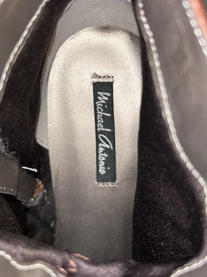 Michael Antonio Gamuza Tacón Alto Botines Mujer Zapatos 7.5 Marrón Foto 3 de 4