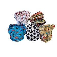Lot of 5 Smart Bottoms AIO Cloth Diapers Smart One Pack Assorted Prints Inserts