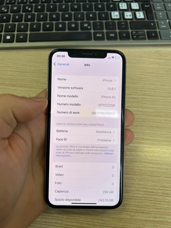 APPLE IPHONE XS 256 GB BIANCO WHITE BATTERIA ASSISTENZA FACE ID PROBLEMA SMART - Immagine 2 di 4