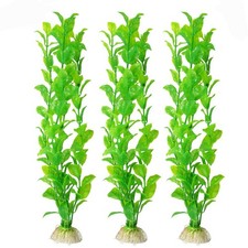 SunGrow Plastic Aquarium Plant Set, Resin Decor, Tall Natural Green