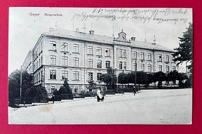 Postcard Geyer in the Erzgebirge 1912 Citizens' School (167150