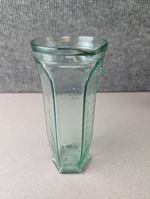 Vintage Green Glass Measuring Pitcher - Made in Italy - 6-Sided Hexagonal Base