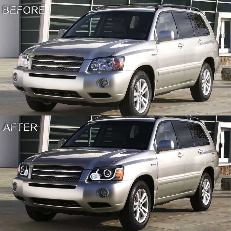 Faros LED VLAND para Toyota Highlander 2001-2007 lente transparente carcasa negra Foto 4 de 4