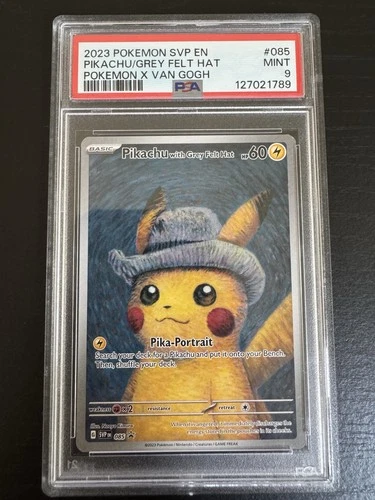 2023 POKEMON SVP POKEMON X VAN GOGH #085 PIKACHU WITH GREY FELT HAT PSA 9