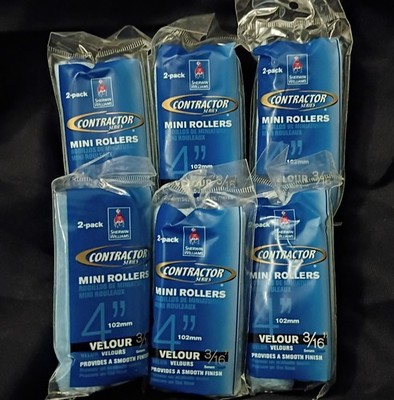 Sherwin Williams Contractor Series 4'' Mini Rollers, Velour, 3/16'' x 6 packs