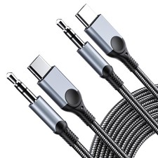 Aux to USB C Audio Cable 2 Pack 4FT , Type C 3.5mm 2 Pack- 4FT, Grey