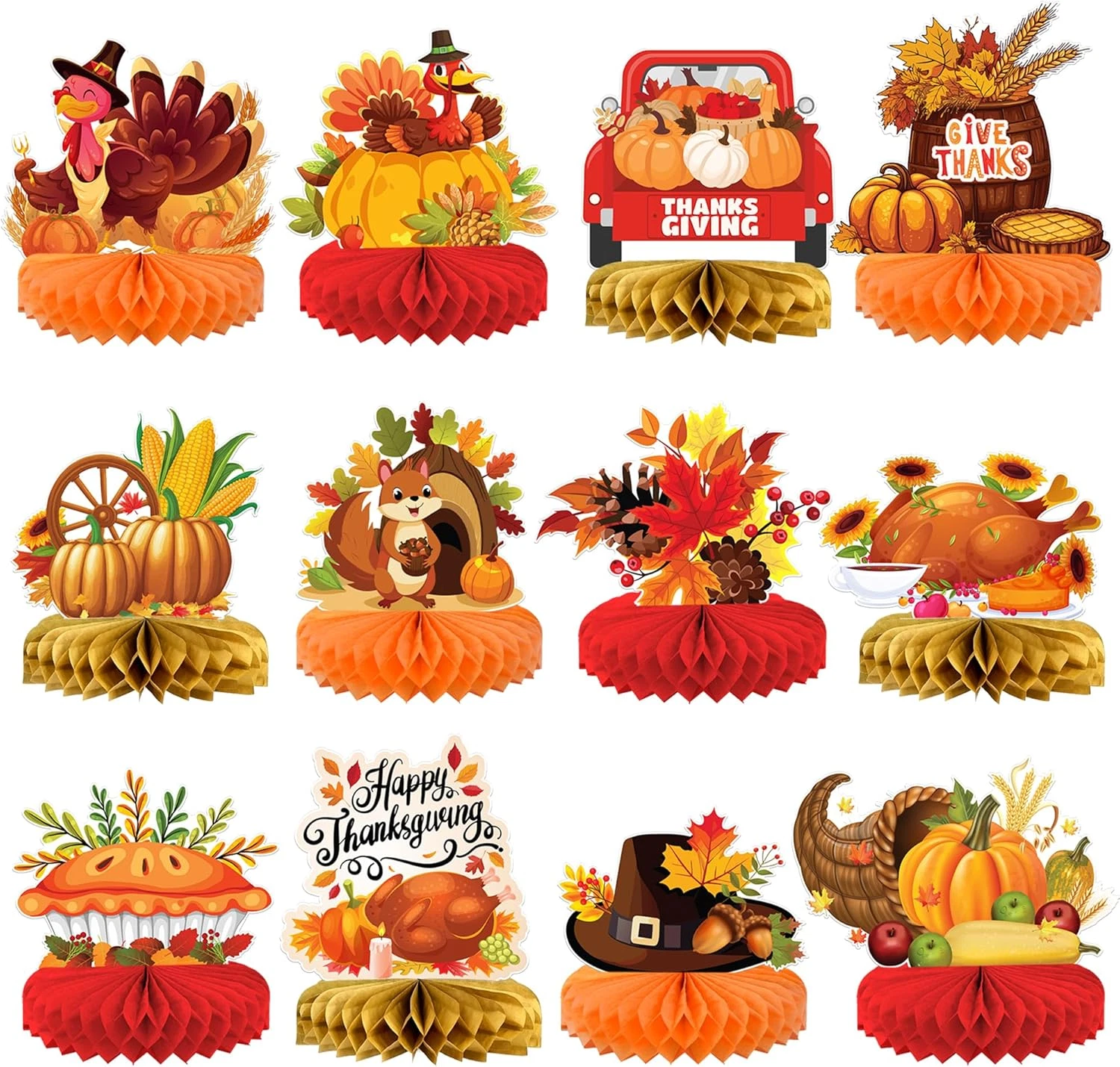 , Thanksgiving Centerpiece for Tables - Pack of 12 | Thanksgiving Table Centerpi