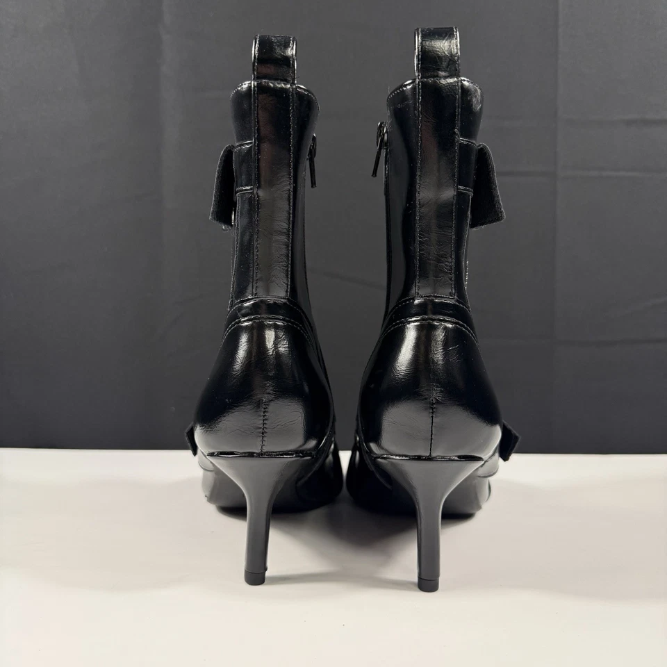 NUEVO Wild Pair Moonbeam Botines Góticos Negros Hebilla Talla 8.5 Tacón de Aguja Puntiagudo Foto 4 de 4