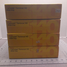 Kodak Carousel Transvue 140 Slide Tray W/ Original Black Yellow Boxes Lot Of 4