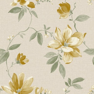 Natural Yellow Wallpaper Grandeco Adeline Floral Living Bedroom VXB-006-09-1
