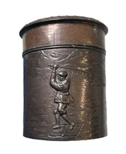 Antique Circa 1920's Golf Raised Relief Figural Bronze Container Snuff box ?