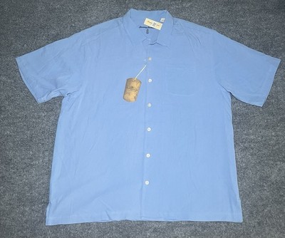 Tommy Bahama Catalina Twill Shirt Men Sz XL Rip Tide Silk Short Sleeve Button Up