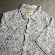 The Normal Brand Shirt Men XL Freshwater Short Sleeve Button Cotton Knit Blue