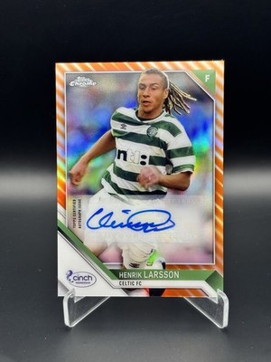 2021-22 Topps Chrome SPFL Henrik Larsson CA-HL Orange Refractor Auto /25 CELTIC