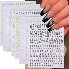 Letters Nail Art Stickers English Alphabet Nail Decals 3D Self-Adhesive Metallic