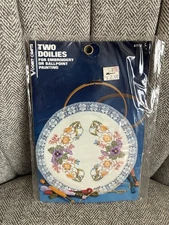 VOGART Crafts Two DOILIES For Embroidery or Ballpoint Painting Flower Item 8711J