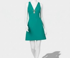 Adrianna by Adrianna Papell Women's Green Keyhole Embellished Mini Dress Size 10