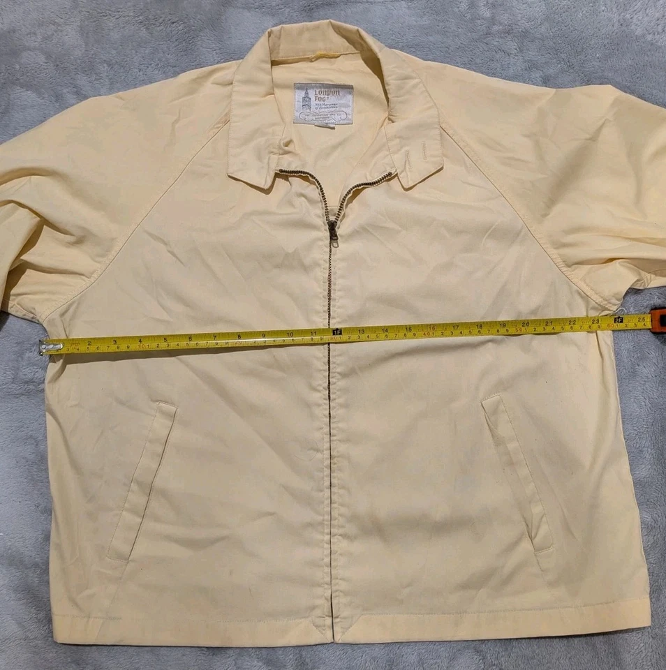 Chaqueta cortavientos vintage London Fog talla 44 regular para hombre años 80 amarilla informal bombardero Foto 4 de 4