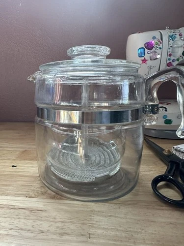 Vtg Pyrex Flameware Glass Coffee Pot Stovetop Percolator 7756-B 6 Cup Complete