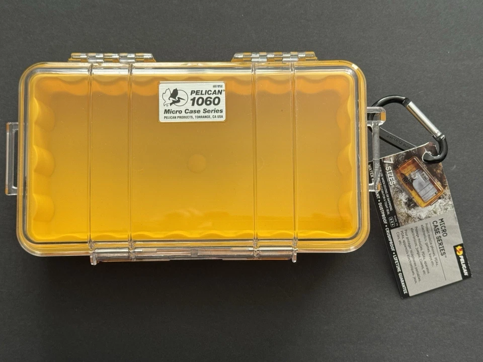"Micro estuche Pelican 1060 (amarillo transparente) interior 8"" x 4"" x 1,5""" Foto 2 de 4
