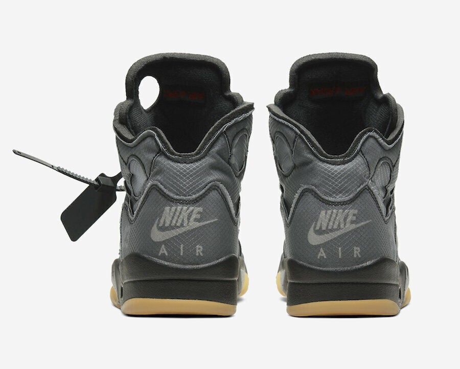 Off White x Nike Air Jordan V 5 Black Fire Red Muslin size 8 | eBay