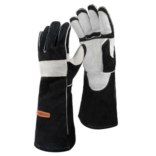 16" 932℉, Leather Forge Mig Welding Gloves, Heat/Fire Resistant Reinforcements