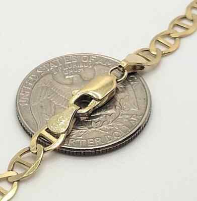 10K Solid Yellow Gold Link Chain Bracelet Necklace 3.2mm~6mm Size 7''~26''