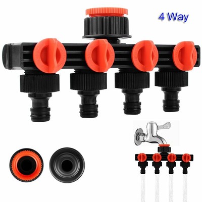 4-Wege Wasserverteiler Gartenschlauch Wasserhahn Verteiler 3/4