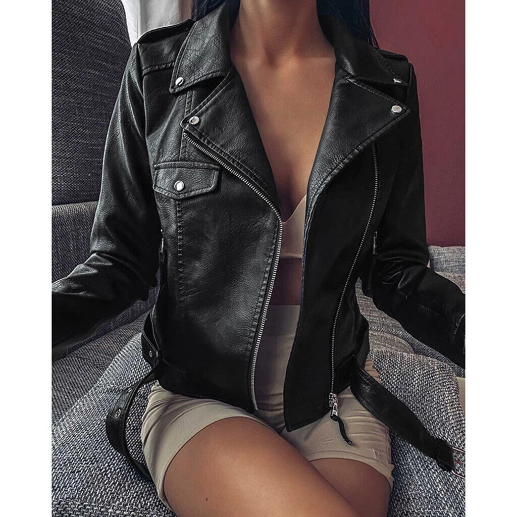 Faux ladies top leather jacket