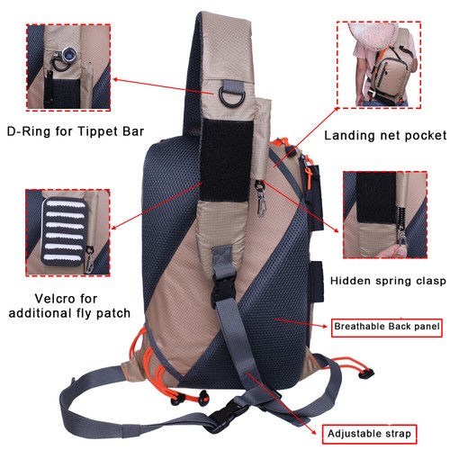 KyleBooker Fly Fishing Sling Bag With Fly Patch Sling Back Pack Outdoorsports - Picture 24 of 32