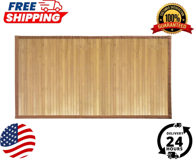 iDesign Formbu Bamboo Mat Rug Runner for Bathroom Kitchen Entryway Hallway Outdoor Use