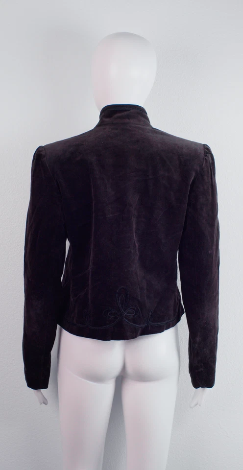 Chaqueta Bordada Terciopelo Vintage Ellen Tracy Años 80 Marrón Talla 10 Foto 3 de 4