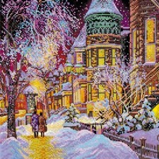 Bead Embroidery Kit Winter in the city Bead stitching DIY Abris Art