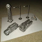 Vintage Marx Airport Silver Crash Fuel Trucks + Accessories Airline Play Set