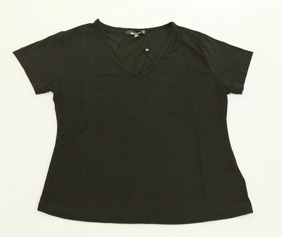 Missguided Womens Basic Solid V-Neck Fitted T-Shirt MP0 Black Size US:2 UK:6 NWT