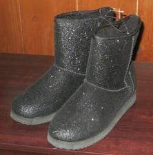 NWT Children's Wonder Nation Faux Fur Easy On/Off 7 inch Black Boots