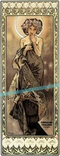 The Moon 1902 Celestial Art Series by Mucha Vintage Poster Print Retro Style Art