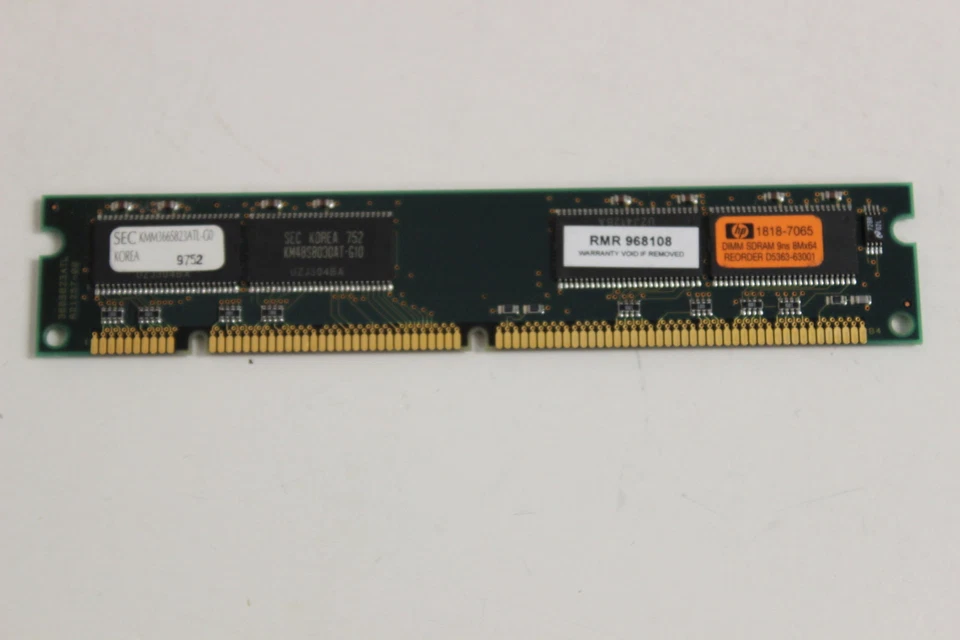 HP D5363-63001 1818-7065 64MB SIMM SDRAM 168 PIN MEMORY MODULE - Image 2 of 3