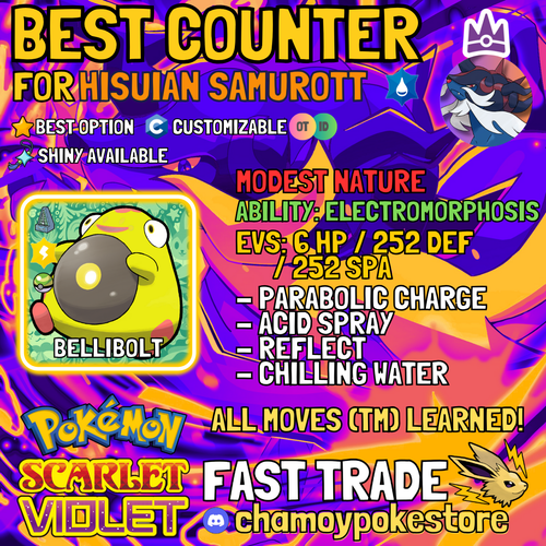 HISUIAN SAMUROTT Tera Raid Counters ⚡ 6IV BUNDLE ⚡ Pokemon SCARLET and VIOLET - Picture 3 of 29