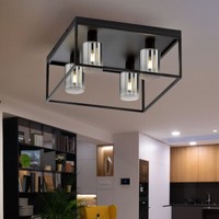 Deckenlampe Deckenleuchte Wohnzimmerleuchte 4 Flammig Rauchglas Flurlampe L 45Cm