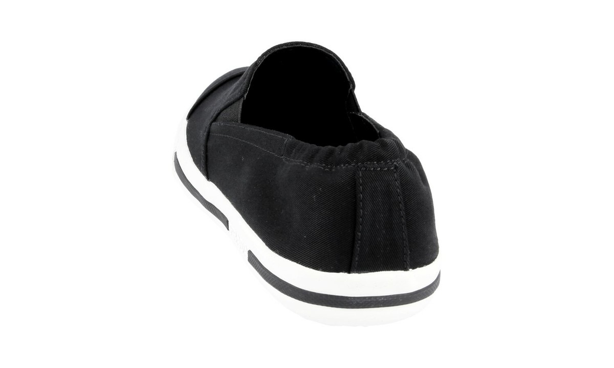 靴 PRADA LUXURY PRADA SLIP-ON SNEAKERS SHOES 4D2986 BLACK WHITE NEW