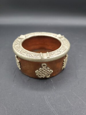 Vintage Copper Anglo-Indian Decorative Ashtray 3.75'' Diameter