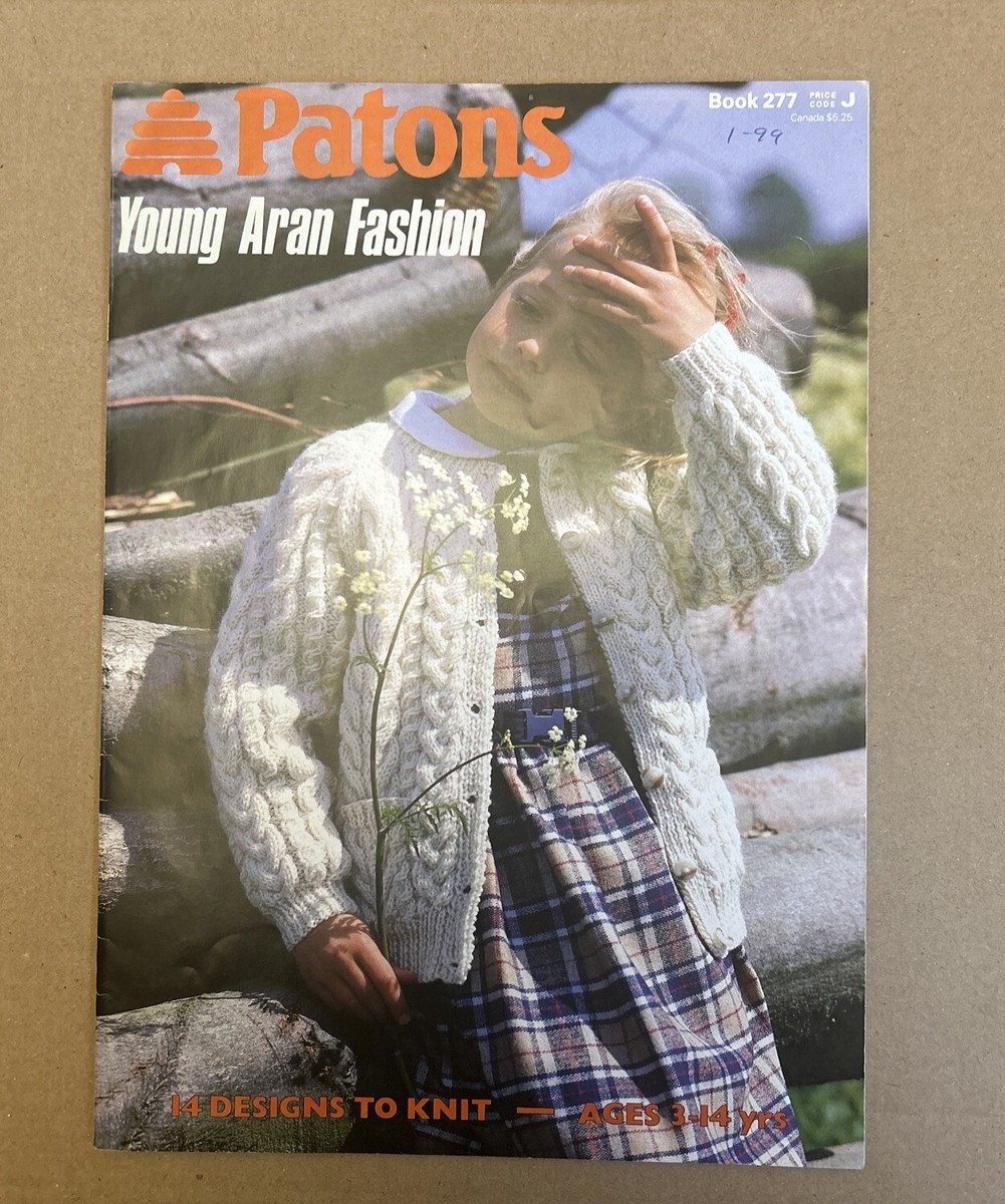 GIRLS BOYS KIDS ARAN CARDIGAN JUMPER AGE 3-14 VTG KNITTING PATTERN 14  InBOOK 277
