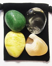 GOOD PHYSICAL HEALTH Tumbled Crystal Healing Set = 4 Stones + Pouch + Card