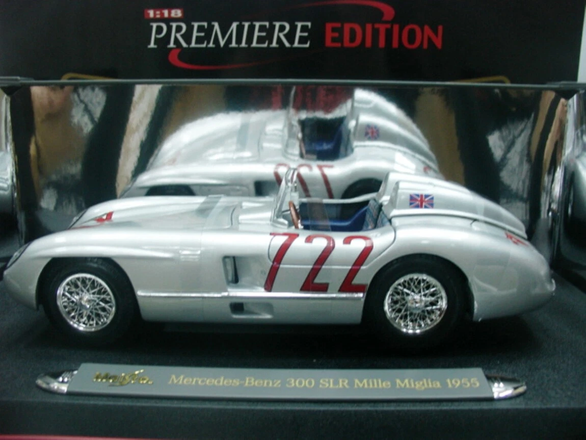 WOW EXTREMELY RARE Mercedes 300 SLR #722 Moss 1st Mille Miglia 1955 1:18  Maisto