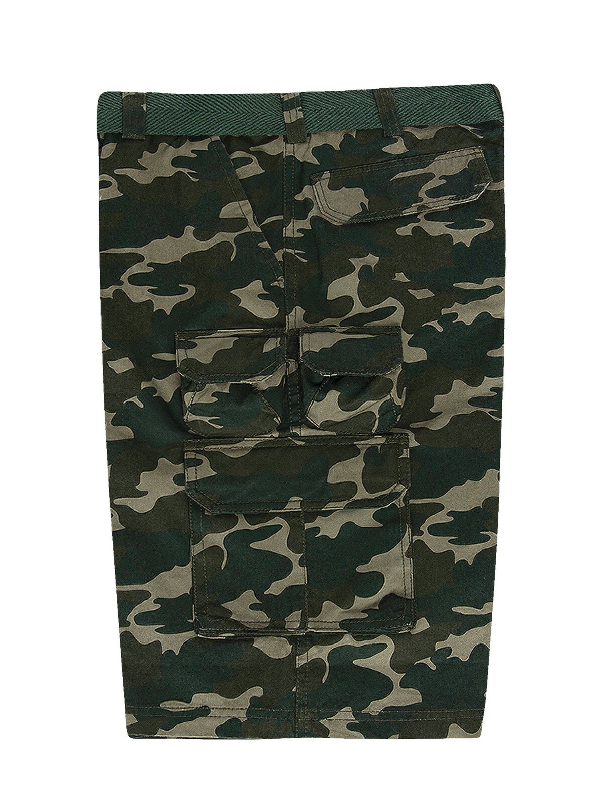 Men's Military Amy Relaxed Fit Belted Ripstop Camo Multiple Cargo Short TRIVINI2